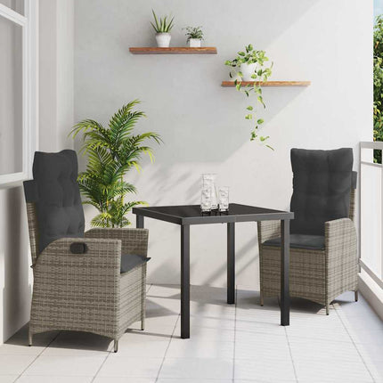 Trädgårdsmöbelset med kudde 3 pcs Grå konstrotting