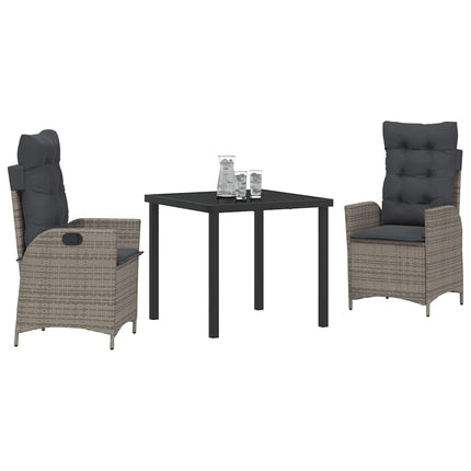 Trädgårdsmöbelset med kudde 3 pcs Grå konstrotting
