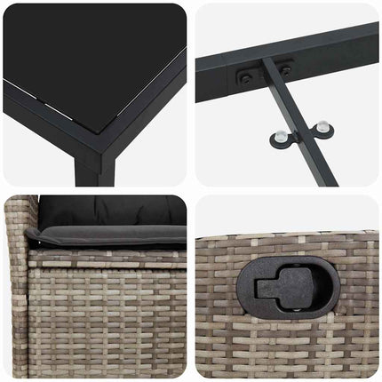 Trädgårdsmöbelset med kudde 7 pcs Grå konstrotting
