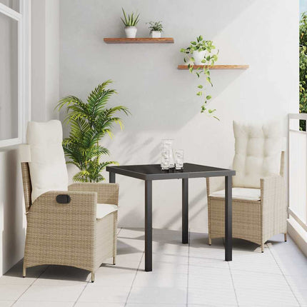Trädgårdsmöbelset med kudde 3 pcs Beige konstrotting