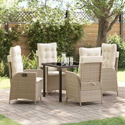 Trädgårdsmöbelset med kudde 5 pcs Beige konstrotting