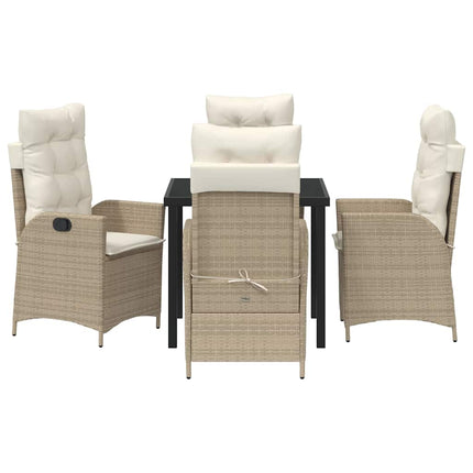Trädgårdsmöbelset med kudde 5 pcs Beige konstrotting