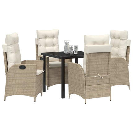 Trädgårdsmöbelset med kudde 5 pcs Beige konstrotting