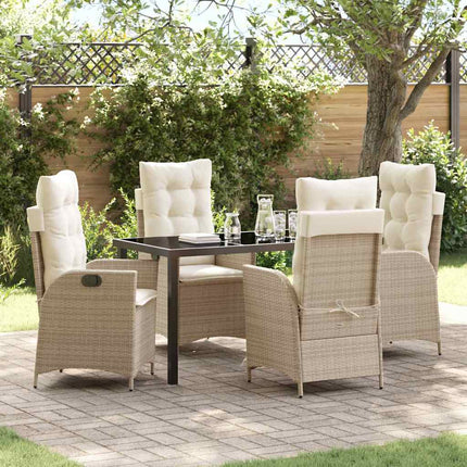 Trädgårdsmöbelset med kudde 5 pcs Beige konstrotting