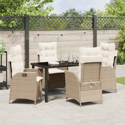 Trädgårdsmöbelset med kudde 5 pcs Beige konstrotting