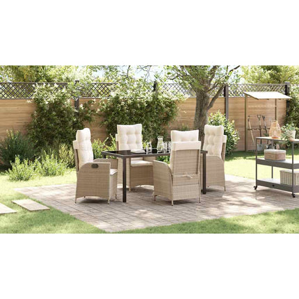 Trädgårdsmöbelset med kudde 5 pcs Beige konstrotting