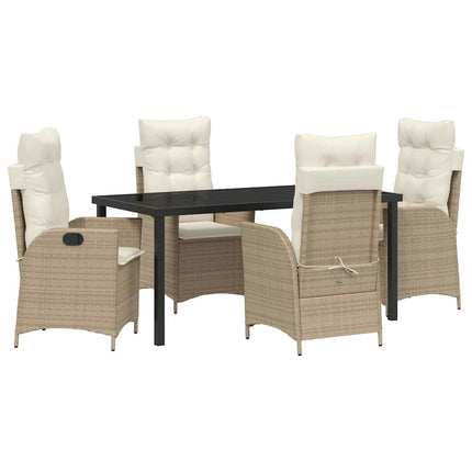 Trädgårdsmöbelset med kudde 5 pcs Beige konstrotting