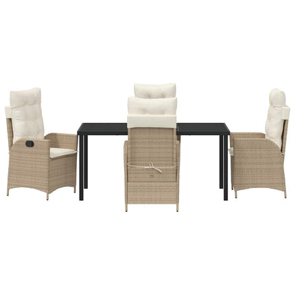 Trädgårdsmöbelset med kudde 5 pcs Beige konstrotting