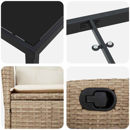Trädgårdsmöbelset med kudde 7 pcs Beige konstrotting