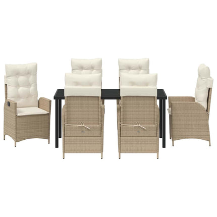 Trädgårdsmöbelset med kudde 7 pcs Beige konstrotting