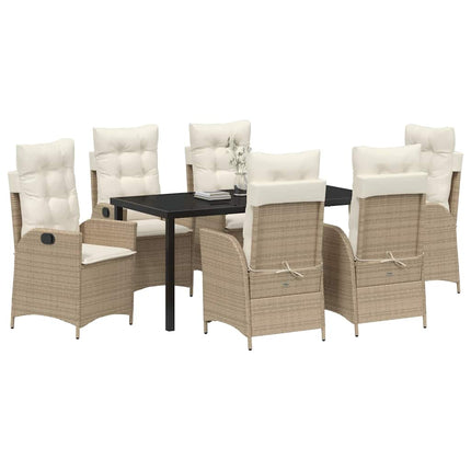 Trädgårdsmöbelset med kudde 7 pcs Beige konstrotting