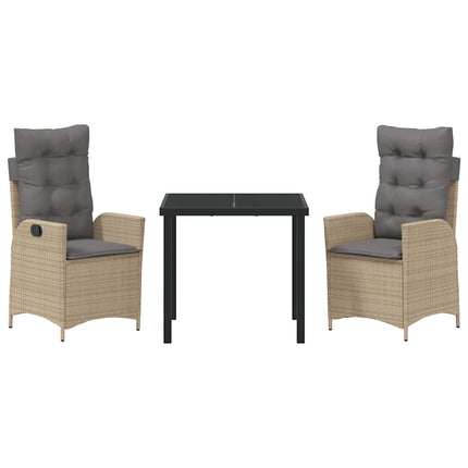 Trädgårdsmöbelset med kudde 3 pcs Beige konstrotting