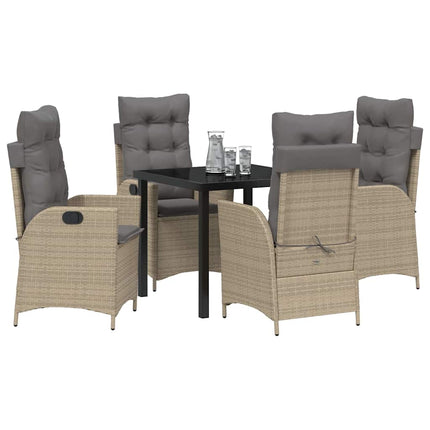 Trädgårdsmöbelset med kudde 5 pcs Beige konstrotting
