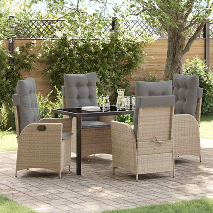 Trädgårdsmöbelset med kudde 5 pcs Beige konstrotting