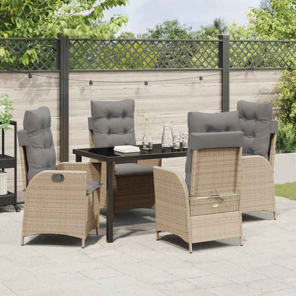 Trädgårdsmöbelset med kudde 5 pcs Beige konstrotting
