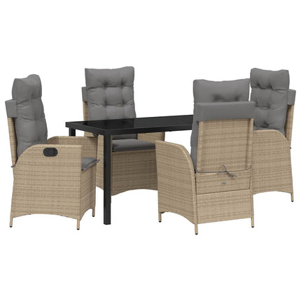 Trädgårdsmöbelset med kudde 5 pcs Beige konstrotting