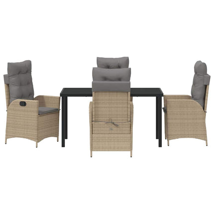 Trädgårdsmöbelset med kudde 5 pcs Beige konstrotting