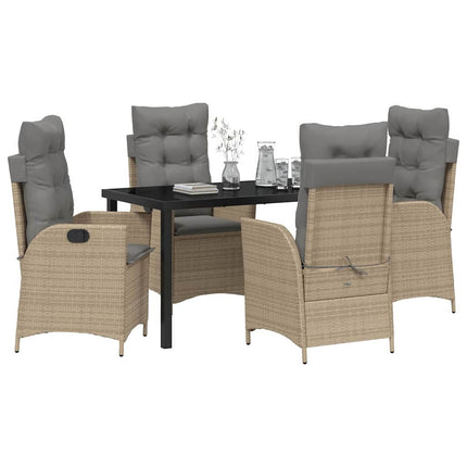 Trädgårdsmöbelset med kudde 5 pcs Beige konstrotting