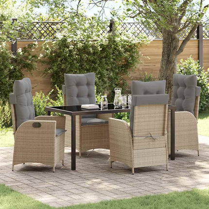 Trädgårdsmöbelset med kudde 5 pcs Beige konstrotting