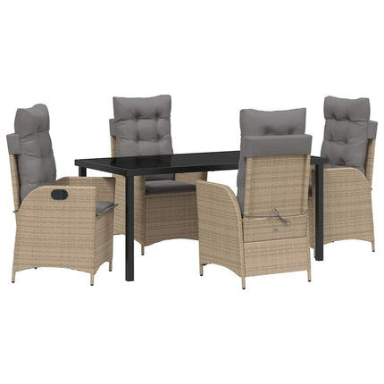 Trädgårdsmöbelset med kudde 5 pcs Beige konstrotting