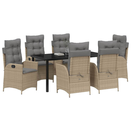 Trädgårdsmöbelset med kudde 7 pcs Beige konstrotting