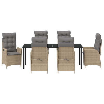 Trädgårdsmöbelset med kudde 7 pcs Beige konstrotting