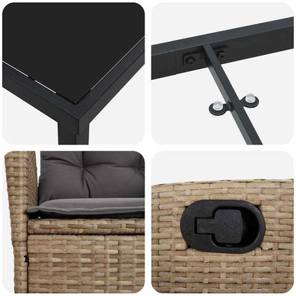 Trädgårdsmöbelset med kudde 9 pcs Beige konstrotting