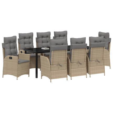 Trädgårdsmöbelset med kudde 9 pcs Beige konstrotting