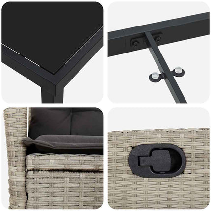 Trädgårdsmöbelset med kudde 7 pcs Ljusgrå konstrotting