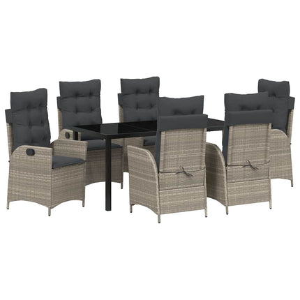 Trädgårdsmöbelset med kudde 7 pcs Ljusgrå konstrotting