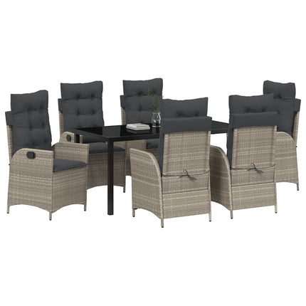 Trädgårdsmöbelset med kudde 7 pcs Ljusgrå konstrotting