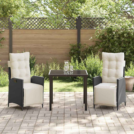 Trädgårdsmöbelset med kudde 3 pcs Svart konstrotting