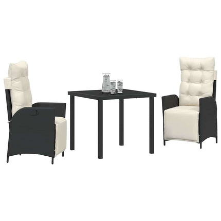 Trädgårdsmöbelset med kudde 3 pcs Svart konstrotting
