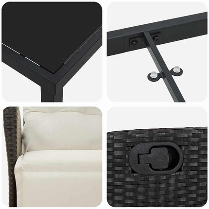 Trädgårdsmöbelset med kudde 5 pcs Svart konstrotting