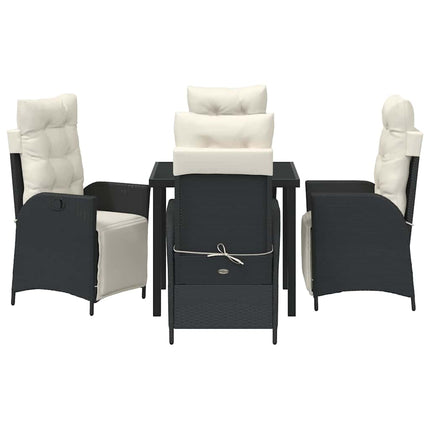 Trädgårdsmöbelset med kudde 5 pcs Svart konstrotting