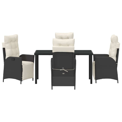 Trädgårdsmöbelset med kudde 5 pcs Svart konstrotting
