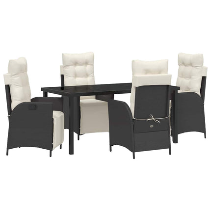 Trädgårdsmöbelset med kudde 5 pcs Svart konstrotting