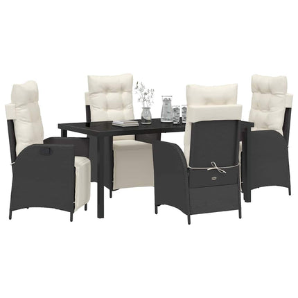 Trädgårdsmöbelset med kudde 5 pcs Svart konstrotting