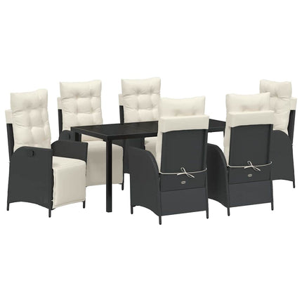 Trädgårdsmöbelset med kudde 7 pcs Svart konstrotting