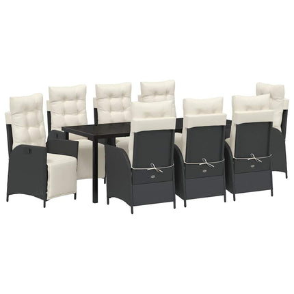 Trädgårdsmöbelset med kudde 9 pcs Svart konstrotting