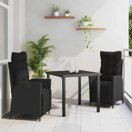 Trädgårdsmöbelset med kudde 3 pcs Svart konstrotting
