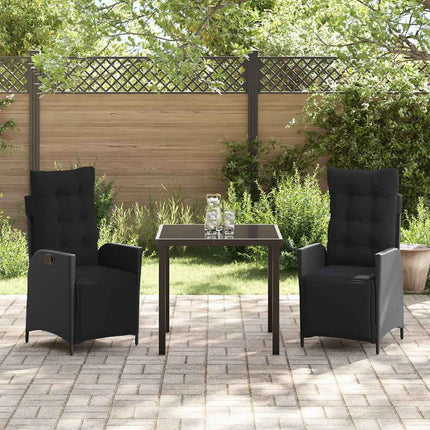 Trädgårdsmöbelset med kudde 3 pcs Svart konstrotting