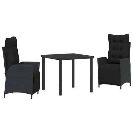 Trädgårdsmöbelset med kudde 3 pcs Svart konstrotting