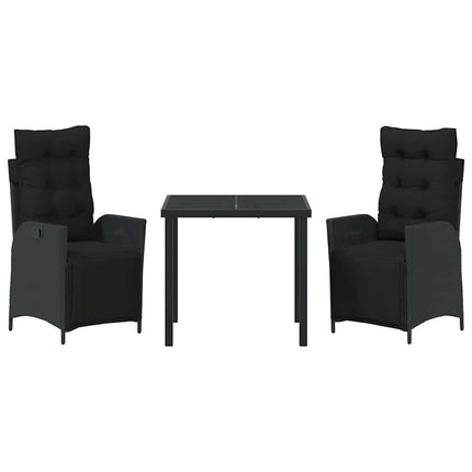 Trädgårdsmöbelset med kudde 3 pcs Svart konstrotting