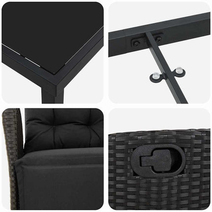 Trädgårdsmöbelset med kudde 5 pcs Svart konstrotting