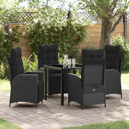 Trädgårdsmöbelset med kudde 5 pcs Svart konstrotting