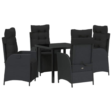 Trädgårdsmöbelset med kudde 5 pcs Svart konstrotting