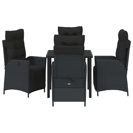 Trädgårdsmöbelset med kudde 5 pcs Svart konstrotting