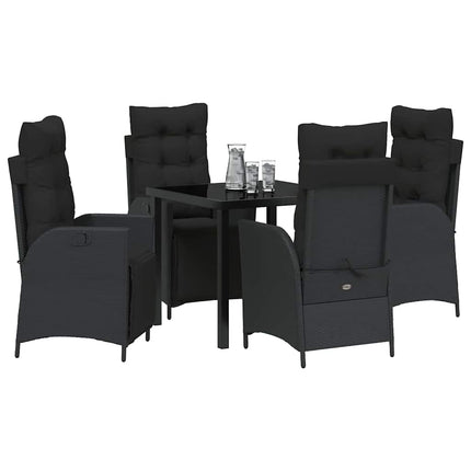 Trädgårdsmöbelset med kudde 5 pcs Svart konstrotting