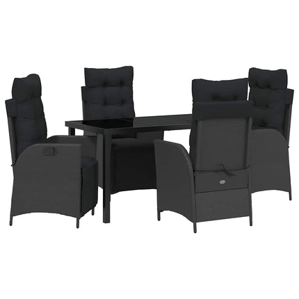 Trädgårdsmöbelset med kudde 5 pcs Svart konstrotting